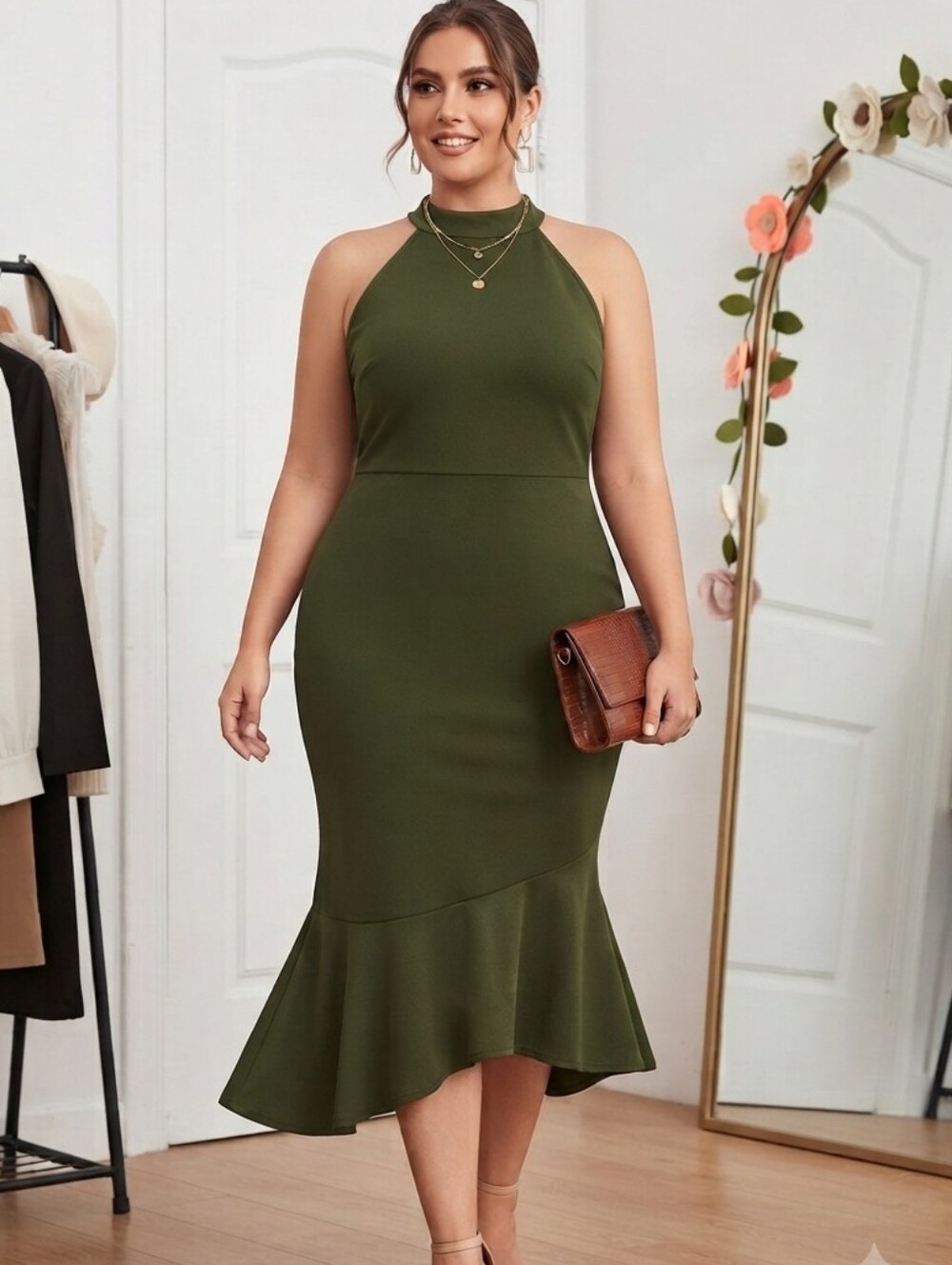 Juicy Body Goddess Green Mermaid Midi Dress Plus Size Sz 3x NWT